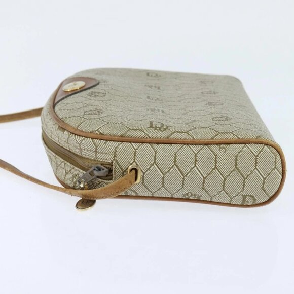 Christian Dior Honeycomb Canvas Shoulder Bag PVC Leather Beige Auth bs30408 - Picture 6 of 16